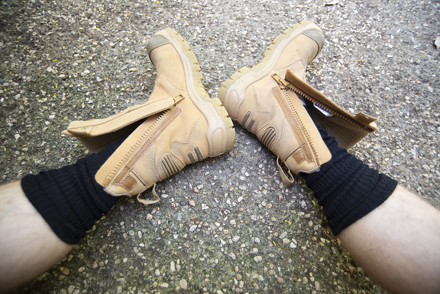 unzipped boots