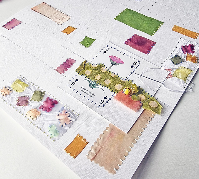 presentation, stitched paper samples