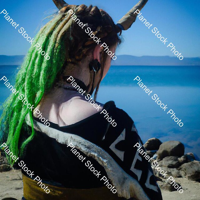 Green Hair Viking Girl in a Beach  - Stock photo with image ID: 040d5209-86a6-470d-9a79-1d67cb94fa44
