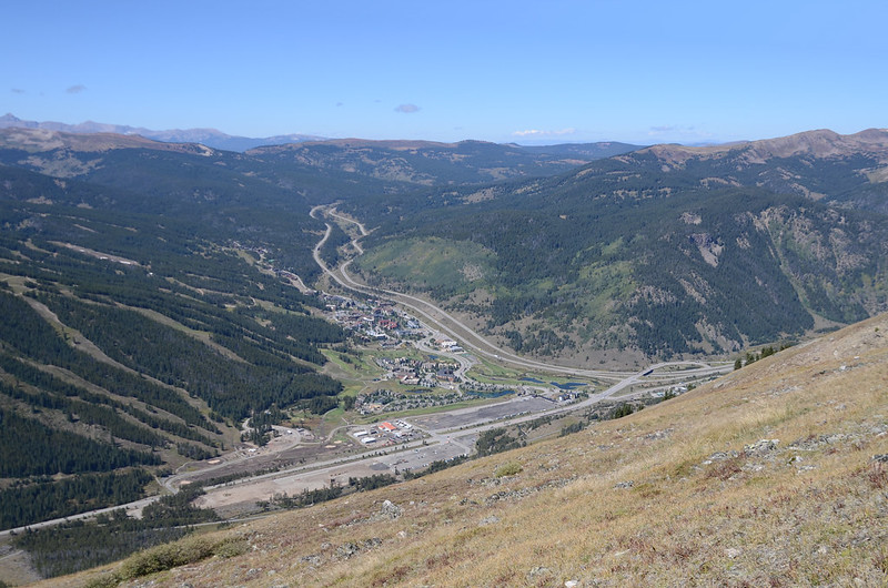 Looking down onto Copper Mountain ski resort from Miners Creek Trail near 12,200'