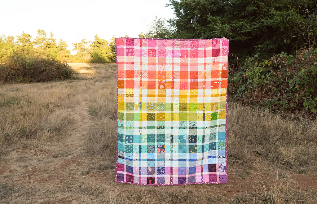 A Scrappy, Rainbow Mini Plaid-ish Quilt - Kitchen Table Quilting