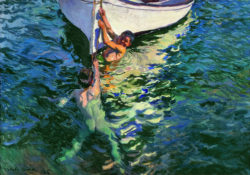 Joaquín Sorolla y Bastida (Spanish, 1863–1923), The White Boat (El bote blanco. Jávea), 1905. Oil on canvas. 21 1/8 x 59 in. (105 x 150 cm). Cristina H. Noble. Photo: Personal Archive, Blanca Pons-Sorolla, Madrid.