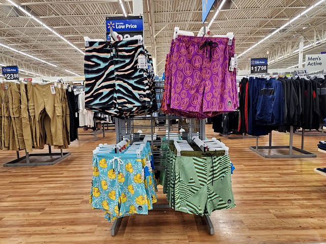 Men's swim trunks at Walmart in Front Royal, Virginia
