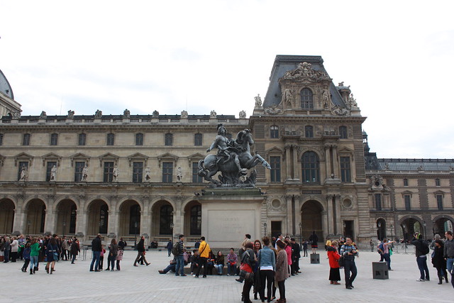Louis Statue and Louvre Courtyard