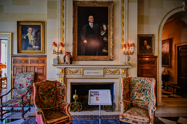 Reception Hall with Portraits of General George Washington and Alfred I. duPont at Nemours Mansion of Alfred du Pont - Wilmington DE