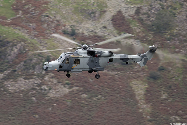 Low level in England! British Army Air Corps AugustaWestland AW159 Wildcat AH1 helicopter, ZZ384; from 659 Squadron, 1 Regiment AAC, RNAS Yeovilton, Somerset, England.