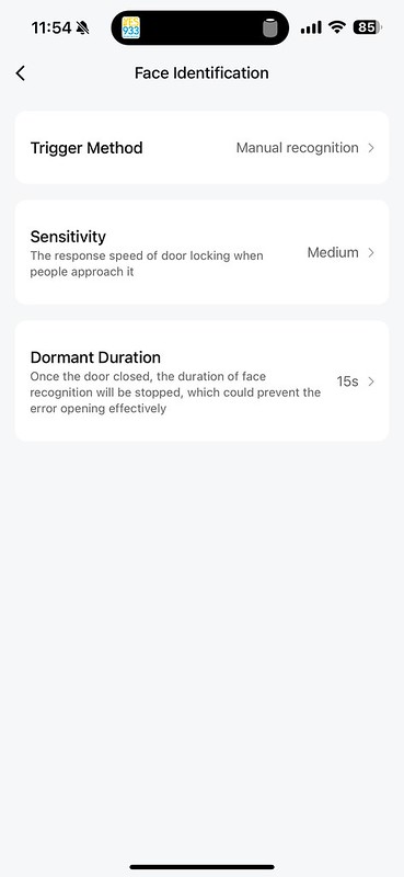 Aqara iOS App - Settings - Face Identification
