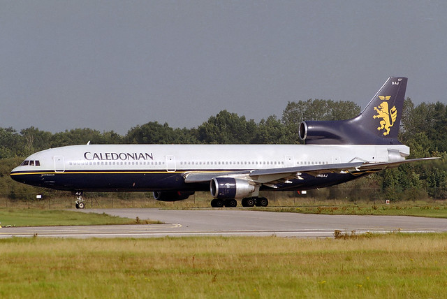 G-BBAJ Caledonian Airways Lochkeed L-1011 Tristar 100 at Manchester Ringway Airport in August 1991