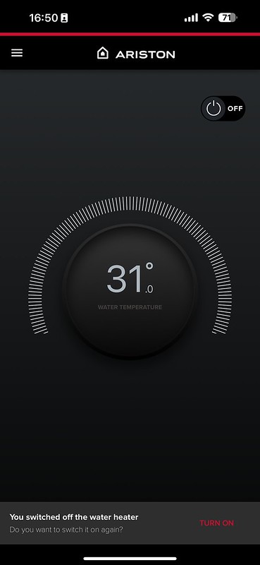 Ariston Net iOS App - Home - Off