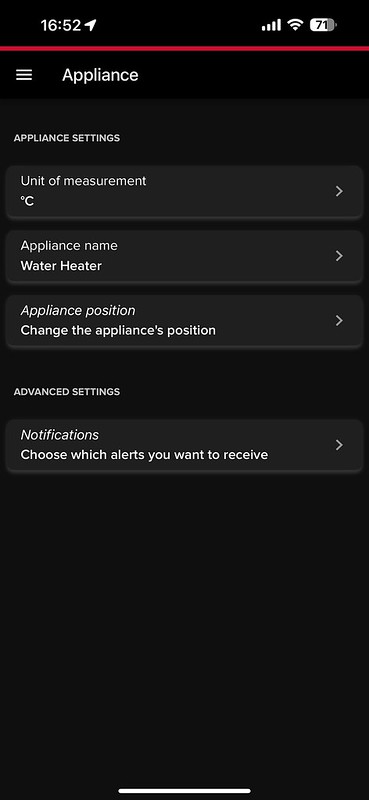 Ariston Net iOS App - Settings