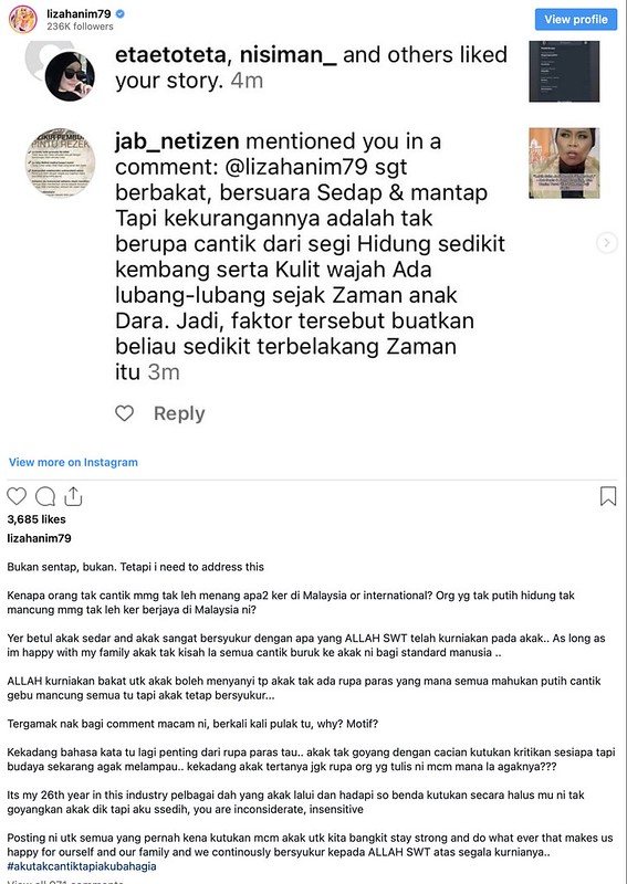 Hidung Kembang & Kulit Berlubang, Liza Hanim Sedih Rupa Paras Dihina Netizen
