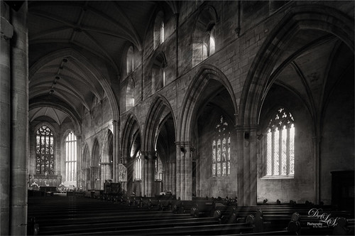 Black and white image of St. Michaels Parish Church in Scotland
