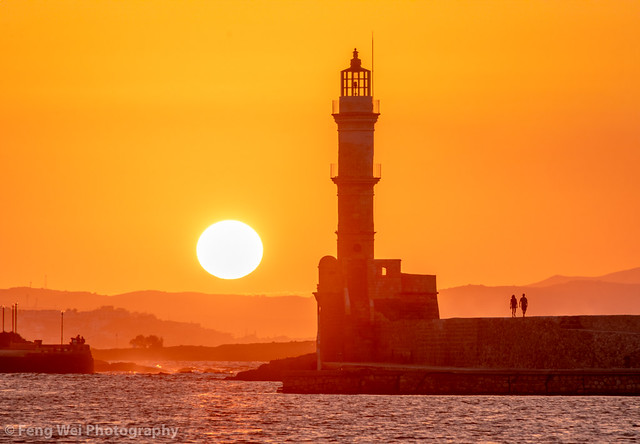 Sunset Over The Lighthouse of Chania, Crete, Greece