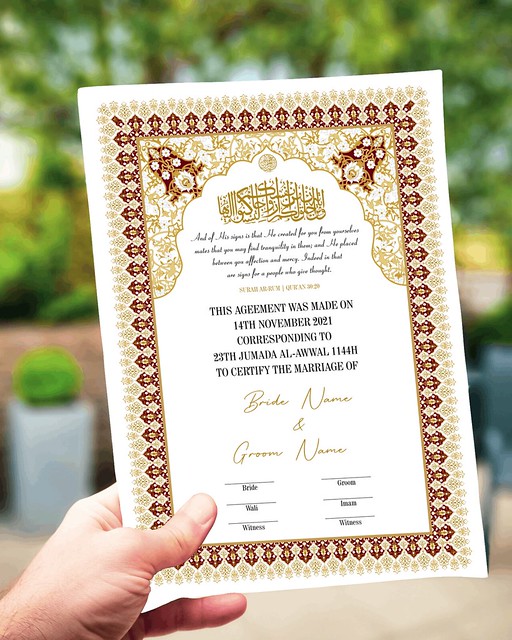 Islamic Marriage Certificate, Nikah Nama