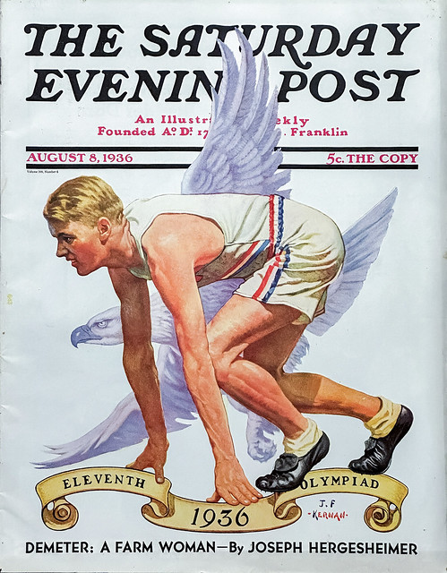 “Eleventh Olympiad” by J.F. Kernan on the cover of “The Saturday Evening Post,” August 8, 1936.