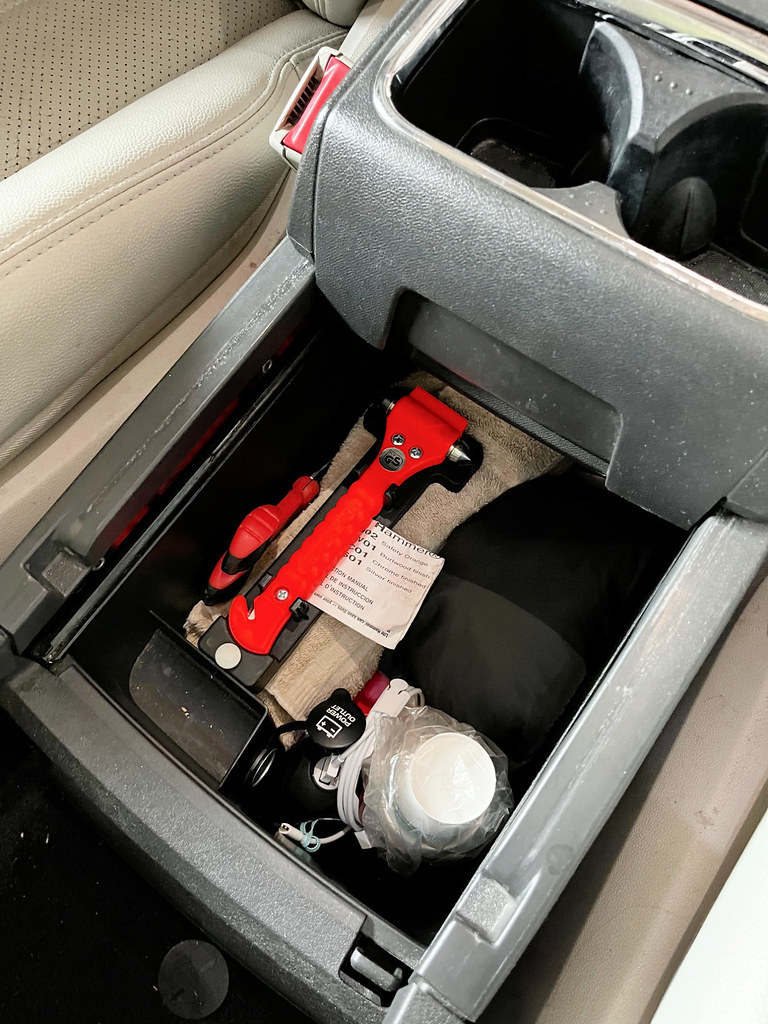 organized console in minivan