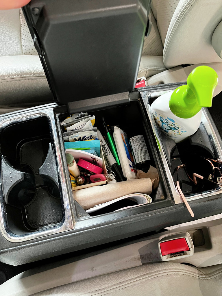 organized console in minivan