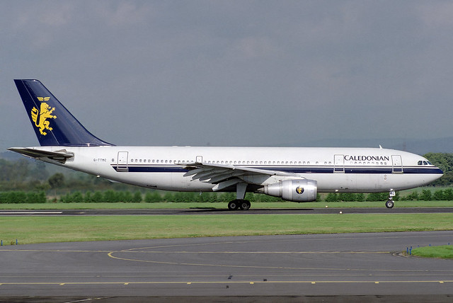 G-TTMC Caledonian Airways Airbus A300B4-203 at Glasgow International Airport in August 1998