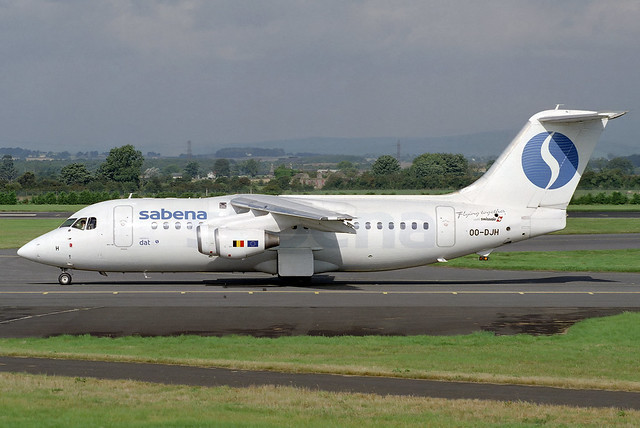 OO-DJH Delta Air Transport 'Sabena' British Aerospace BAe-146-200 at Glasgow International Airport in August 1998