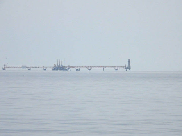 Natural gas loading platform outside Pisco seen from Paracas Bay, Ica, Peru