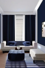 Navy curtain colors for white walls