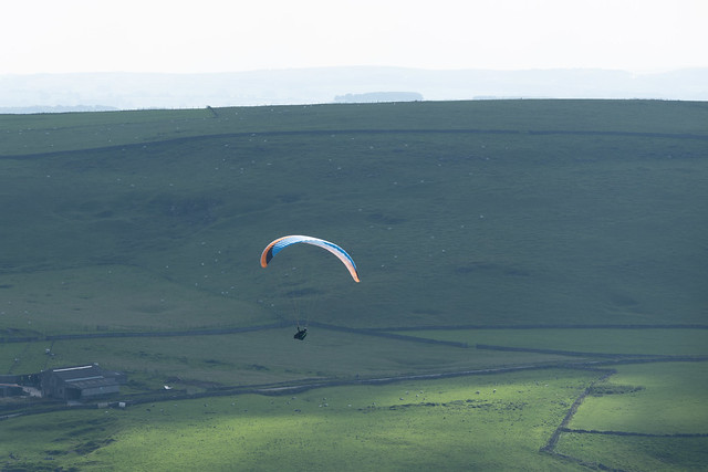 Paragliders seen over Rushop Edge during descent from Mam Tor-3