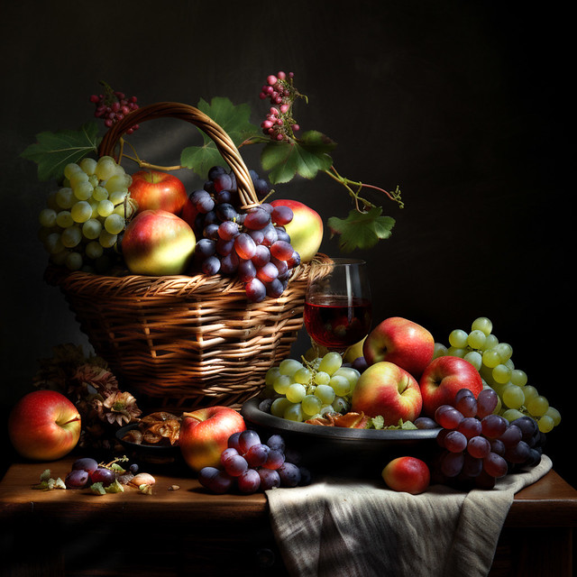 Apples and Grapes Still Life V1