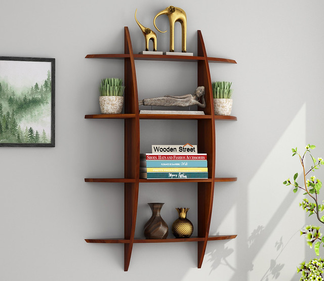 Buy Shelly Wall Shelf (Honey Finish) Online in India at Wooden Street