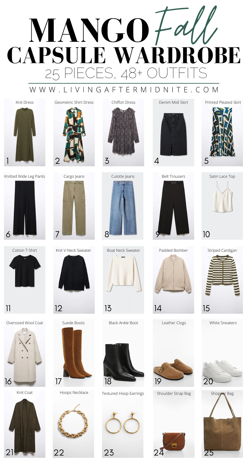 collage of Mango Fall Capsule Wardrobe Pieces