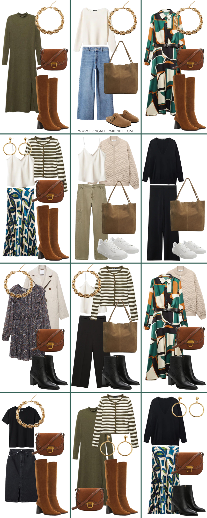 collage of Fall Outfit Ideas from Mango Fall Capsule Wardrobe