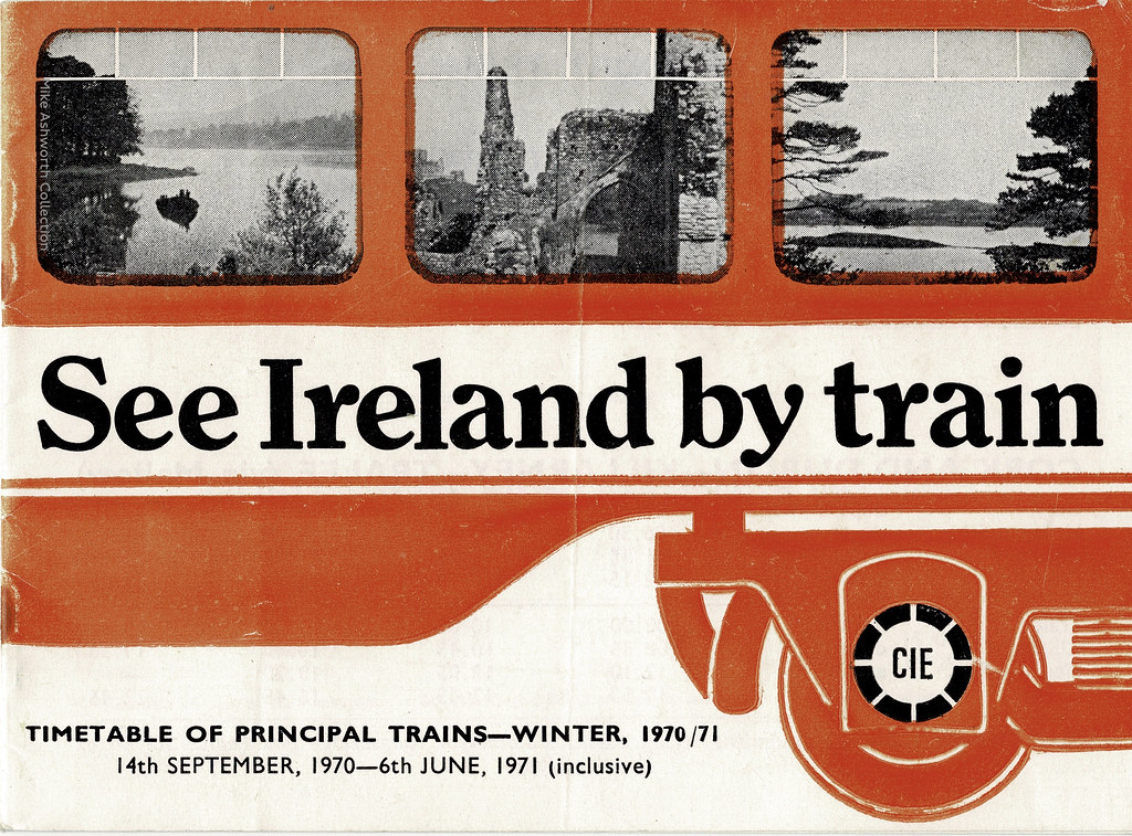 CIÉ - see Ireland by train : timetable of principal trains Winter 1970 - 71 : leaflet issued by Córas Iompair Éireann : Dublin : 1970