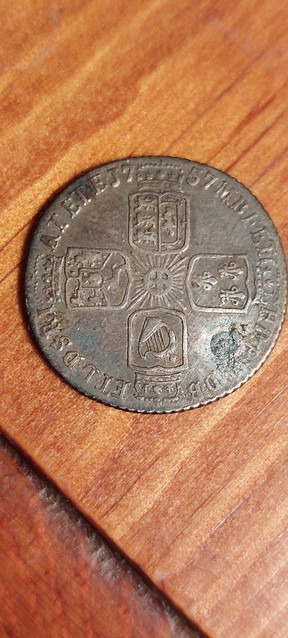 Reverse of 1757 George II Silver Coin.