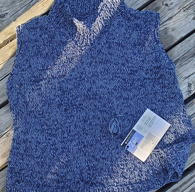 Cecilia (@adventuremonkey6) knit this vest using 6 balls of this discontinued Berroco Zen.