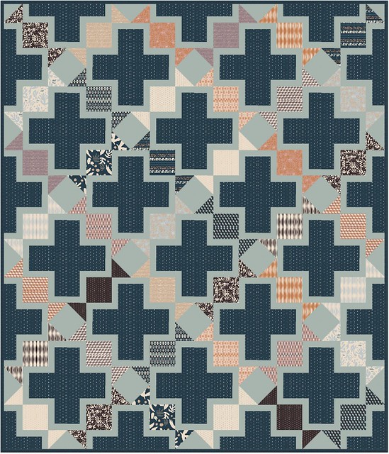 The Tabitha Quilt in Duval. The Tabitha Quilt Pattern is a layer cake, fat eighth, or fat quarter friendly pattern that is perfect for beginners.