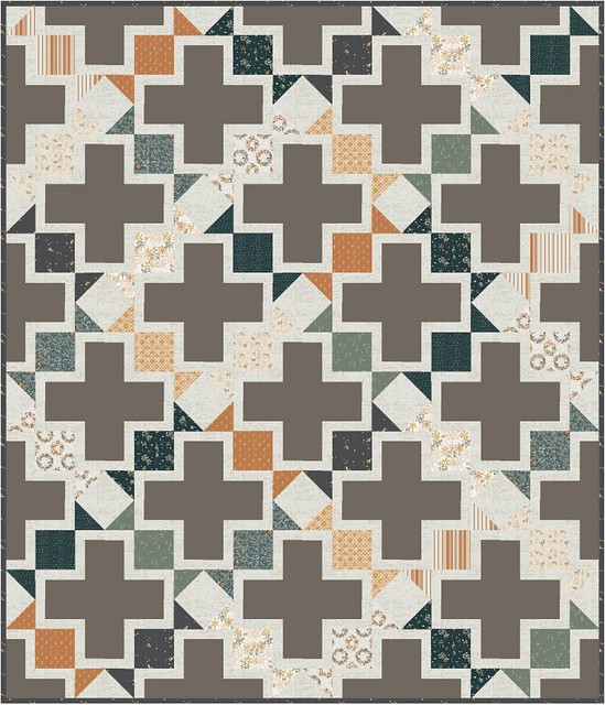 The Tabitha Quilt in Juniper. The Tabitha Quilt Pattern is a layer cake, fat eighth, or fat quarter friendly pattern that is perfect for beginners.