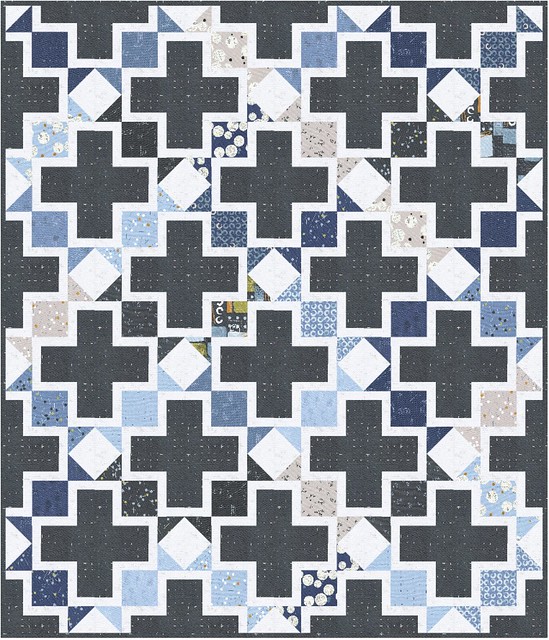 The Tabitha Quilt in Bluish. The Tabitha Quilt Pattern is a layer cake, fat eighth, or fat quarter friendly pattern that is perfect for beginners.