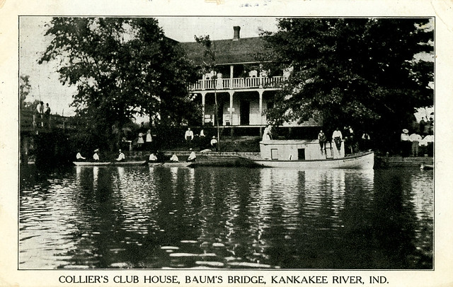 Collier's Club House at Baum's Bridge, 1912 - Kankakee River, Porter County, Indiana