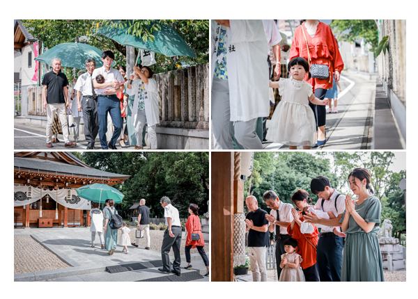 尾張旭市の渋川神社のご祈祷前の儀式　境内を練り歩く