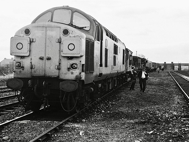37061 Track lifting departmental working,Consett High Yard,County Durham. 12th April 1984.