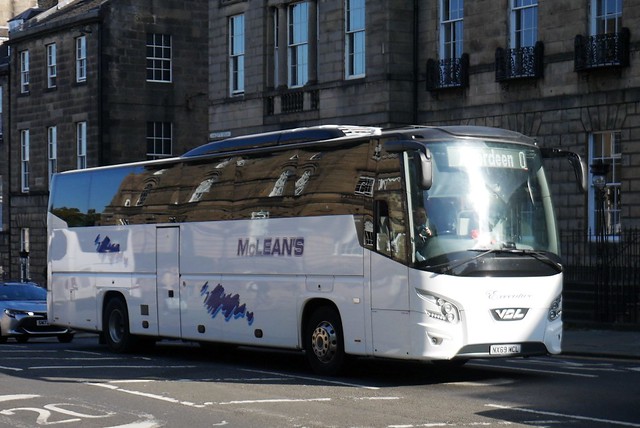 Ace Travel (Scotland) t/a McLeans of Airdrie VDL Futura FHD2-129 NX69MCL, new as SJ69KVS in February 2020, operating Citylink service M92 to Aberdeen at Charlotte Square, Edinburgh, on 12 September 2023.