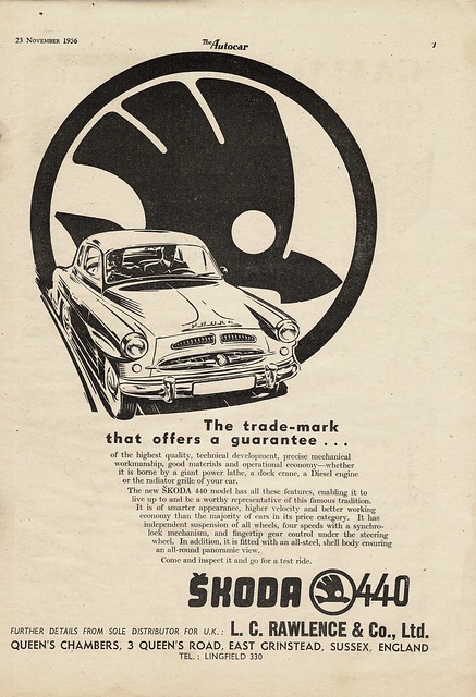 1957 Skoda 440 Saloon English Original Magazine Advertisement