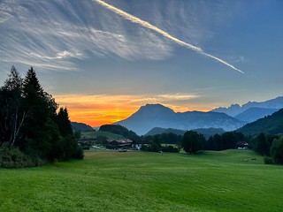 Dawn over Zahmer Kaiser mountain range near Kiefersfelden in Bavaria, Germany