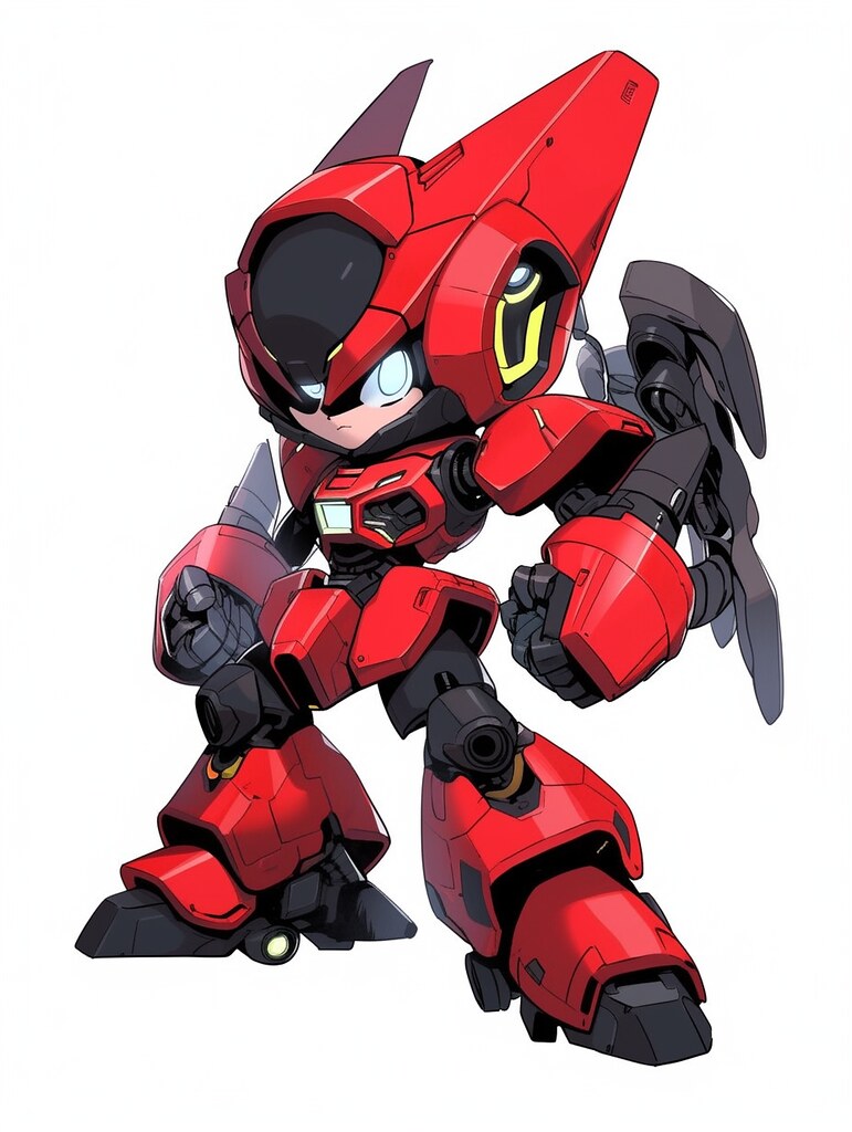 chibi robot, red and black --ar 3:4 --niji 5 - Variations (Strong)