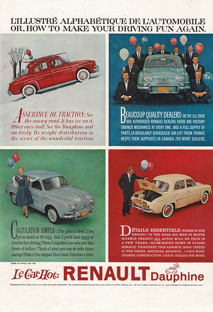 1960 Renault Dauphine Saloon USA Original Magazine Advertisement