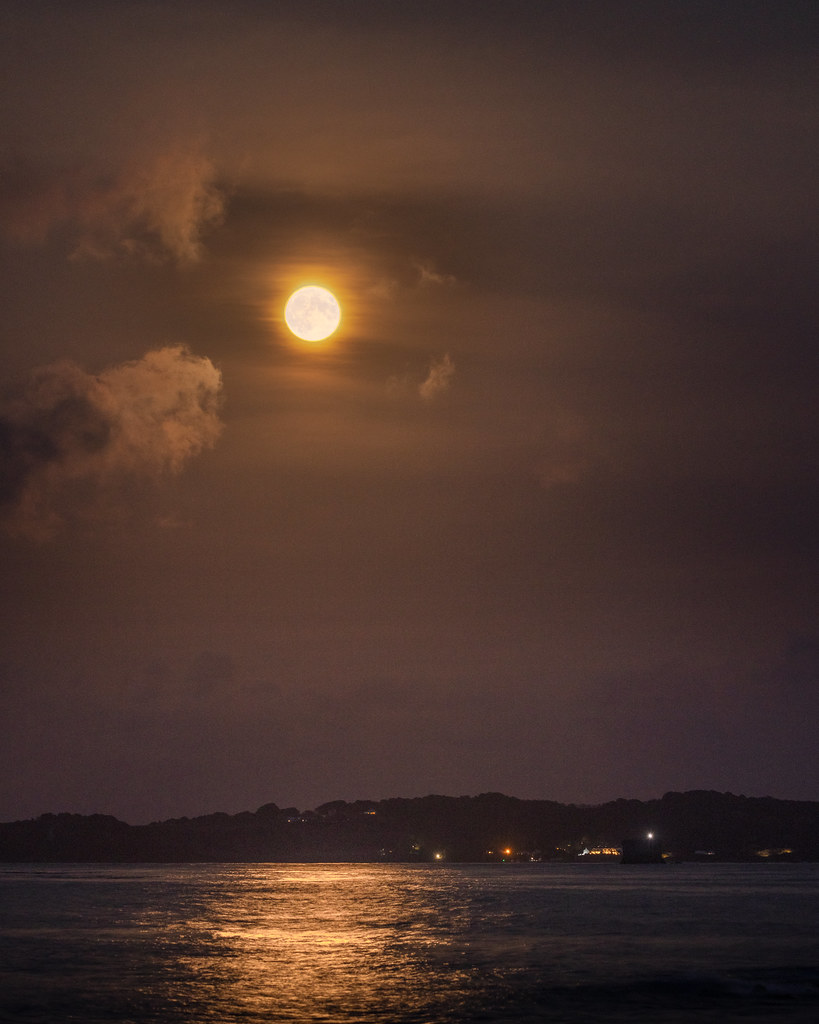 Full moon rise over the isle of Herm