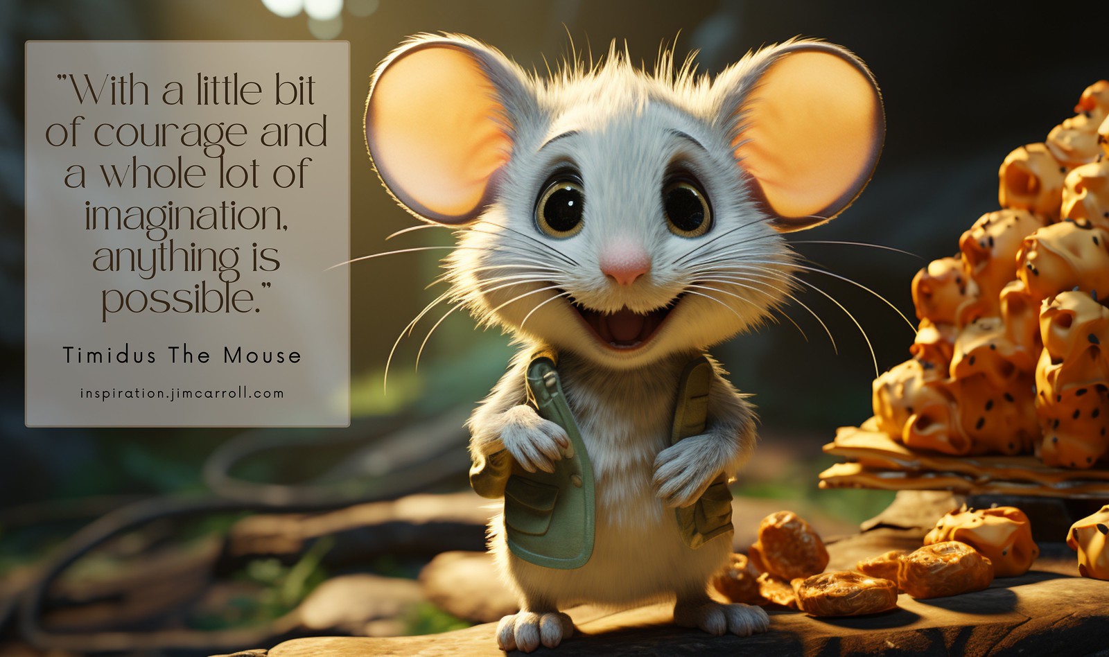 "With a little bit of courage and a whole lot of imagination, anything is possible." - Timidus the Mouse