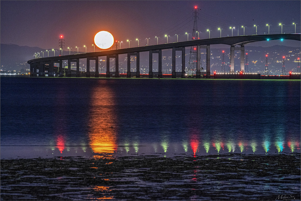 Rising Moon Above the Bridge