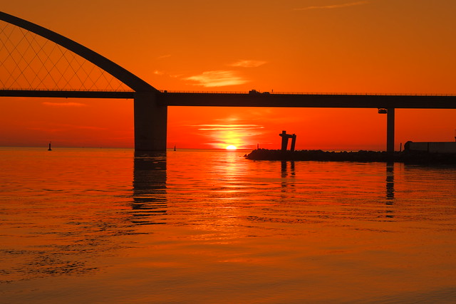 Sunset at the Fehmarnsund Bridge
