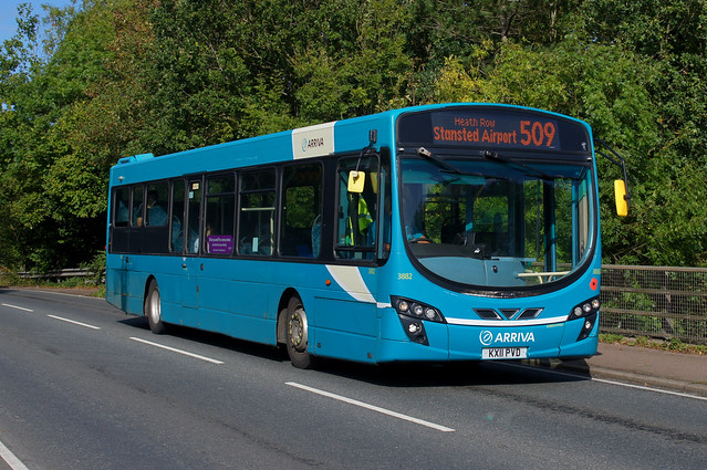 On Diversion: Arriva Harlow Volvo B7RLE/Wright Eclipse 2 KX11PVD (3882) Church Road Stansted Mountfitchet 03/10/23