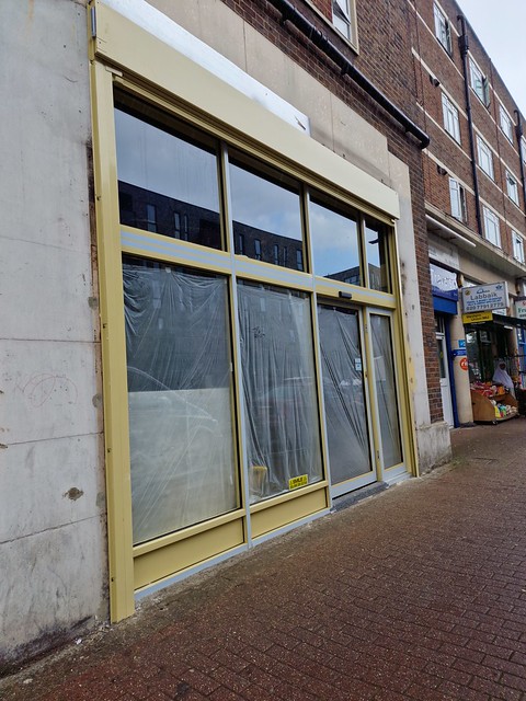 New shop front (previously Johnny Walls Bakery)  Ben Johnson Road Stepney London E1 - now closed Sept 2023